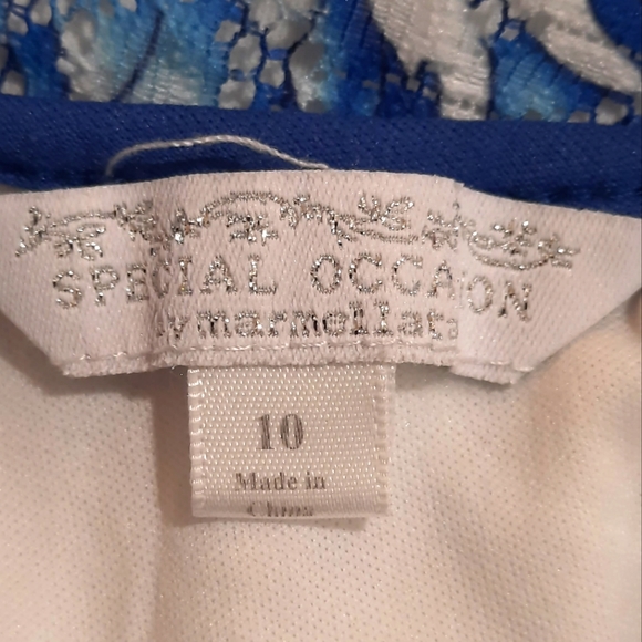 Special Occasion by Marmellata Blue/White Sleeveless Polyester Dress size 10 - Picture 4 of 11